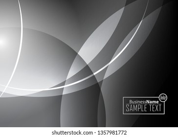 Black abstract template for card or banner. Metal Background with waves and reflections. Business background, silver, illustration. Illustration of abstract background with a metallic element