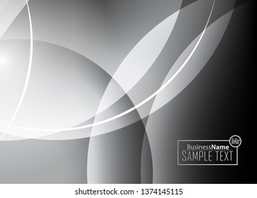 Black abstract template for card or banner. Metal Background with waves and reflections. Business background, silver, illustration. Illustration of abstract background with a metallic element