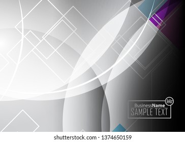 Black abstract template for card or banner. Metal Background with waves and reflections. Business background, silver, illustration. Illustration of abstract background with a metallic element