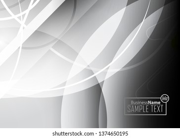 Black abstract template for card or banner. Metal Background with waves and reflections. Business background, silver, illustration. Illustration of abstract background with a metallic element
