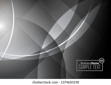 Black abstract template for card or banner. Metal Background with waves and reflections. Business background, silver, illustration. Illustration of abstract background with a metallic element