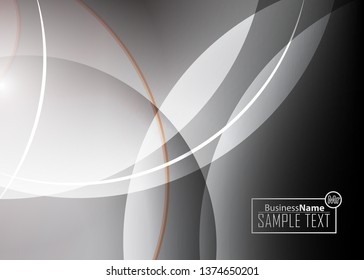 Black abstract template for card or banner. Metal Background with waves and reflections. Business background, silver, illustration. Illustration of abstract background with a metallic element