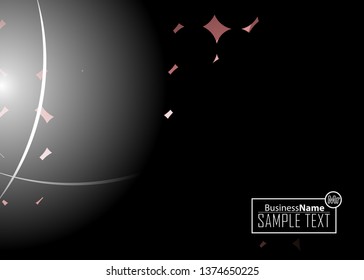 Black abstract template for card or banner. Metal Background with waves and reflections. Business background, silver, illustration. Illustration of abstract background with a metallic element