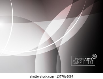 Black abstract template for card or banner. Metal Background with waves and reflections. Business background, silver, illustration. Illustration of abstract background with a metallic element