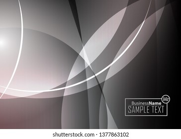 Black abstract template for card or banner. Metal Background with waves and reflections. Business background, silver, illustration. Illustration of abstract background with a metallic element