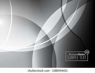 Black abstract template for card or banner. Metal Background with waves and reflections. Business background, silver, illustration. Illustration of abstract background with a metallic element