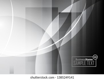 Black abstract template for card or banner. Metal Background with waves and reflections. Business background, silver, illustration. Illustration of abstract background with a metallic element