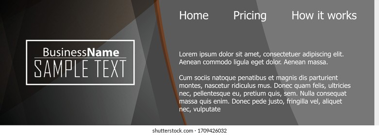 Black abstract template for card or banner. Metal Background with waves and reflections. Business background, silver, illustration. Illustration of abstract background with a metallic element