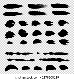 Black abstract texture organic brush strokes on imitation transparent background