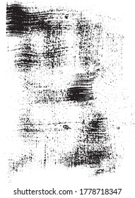 Black abstract texture from paint brush, transparent background. Vertical and horizontal strokes. Noise, grain, grunge. For overlay, montage, shading. Abstract vector illustration. Easy to recolor.