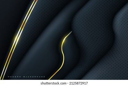 Black abstract textured dimension background gold line decoration