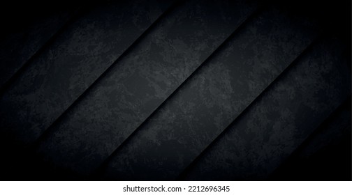 Black Abstract Textured Grunge Background Wall With Slanted Stripes - Vector Illustration