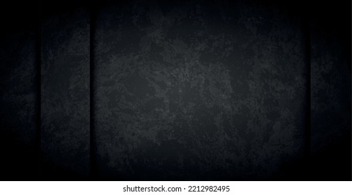 Black abstract textured grunge background wall - Vector illustration