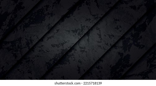 Black Abstract Textured Grunge Background Wall With Slanted Stripes - Vector Illustration