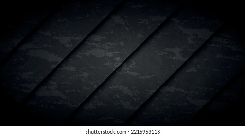 Black Abstract Textured Grunge Background Wall With Slanted Stripes - Vector Illustration