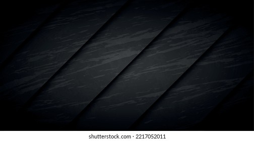 Black Abstract Textured Grunge Background Wall With Slanted Stripes - Vector Illustration