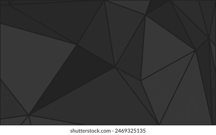 Fondo tridimensional abstracto negro hecho de triángulos, Ilustración vectorial.