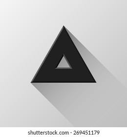 Black abstract triangle badge, blank button template flat designed shadow and light background for web user interfaces, UI, applications and apps. Vector illustration.