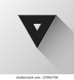 Black abstract triangle badge, blank button template flat designed shadow and light background for web user interfaces, UI, applications and apps. Vector illustration.