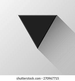 Black abstract triangle badge, blank button template flat designed shadow and light background for web user interfaces, UI, applications and apps. Vector illustration.