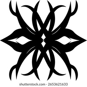 Black Abstract Tribal Motif Symmetrical Design