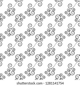 Black abstract twig seamless pattern. Fashion graphic background design. Modern stylish abstract texture. Monochrome template for prints, textiles, wrapping, wallpaper, website. Vector illustration