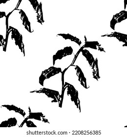 Black abstract vector background with leaves.