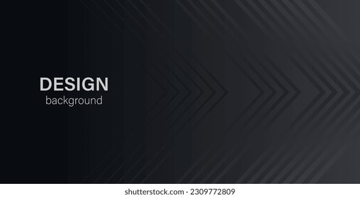 Black abstract vector background. Minimal dark backdrop with chevron lines and copy space for text. Social media header, cover, web banner, presentations