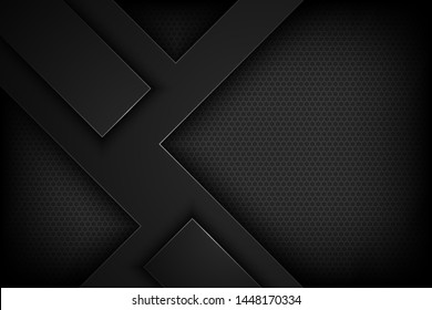 Black abstract vector background with overlapping characteristics.