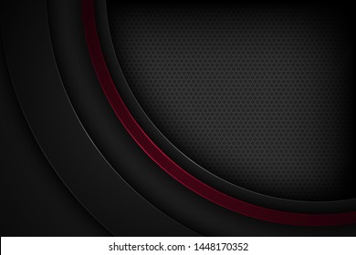 Black abstract vector background with overlapping characteristics.