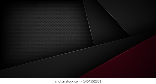 Black abstract vector background with overlapping characteristics.