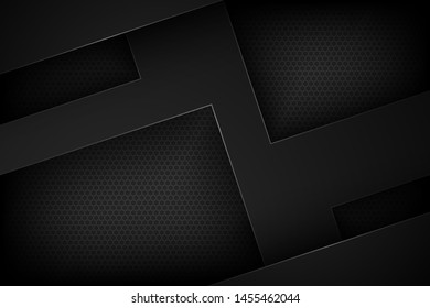 Black abstract vector background with overlapping characteristics.