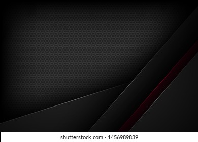 Black abstract vector background with overlapping characteristics.