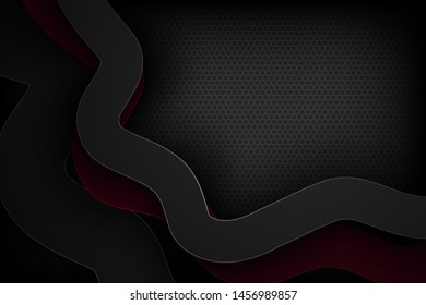 Black abstract vector background with overlapping characteristics.