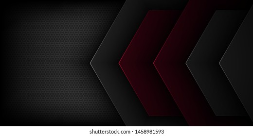 Black abstract vector background with overlapping characteristics.
