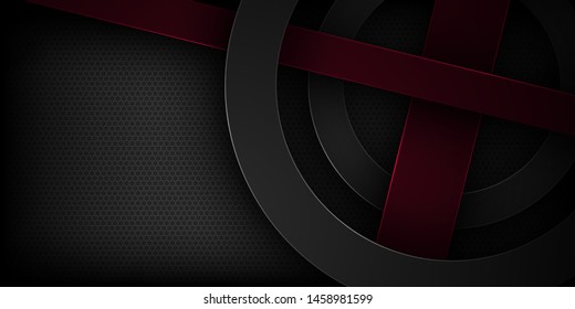 Black abstract vector background with overlapping characteristics.