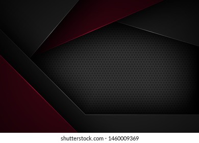 Black abstract vector background with overlapping characteristics.