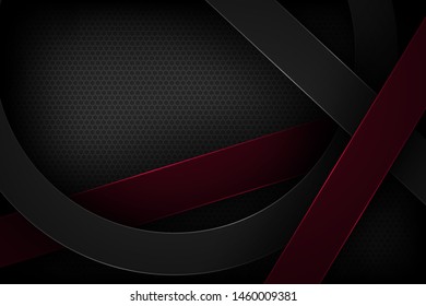Black abstract vector background with overlapping characteristics.