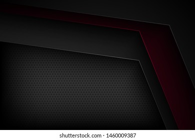 Black abstract vector background with overlapping characteristics.