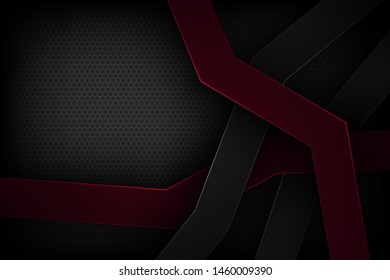 Black abstract vector background with overlapping characteristics.