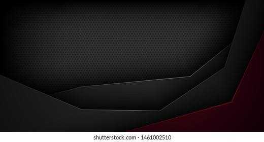 Black abstract vector background with overlapping characteristics.