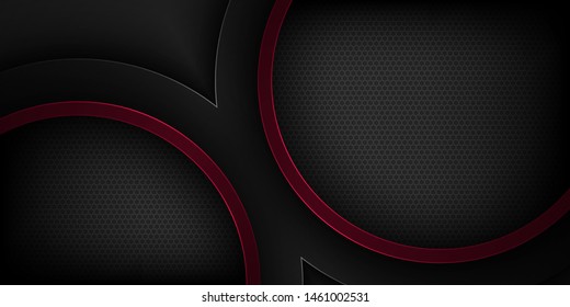 Black abstract vector background with overlapping characteristics.