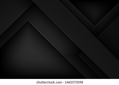 Black abstract vector background with overlapping characteristics.