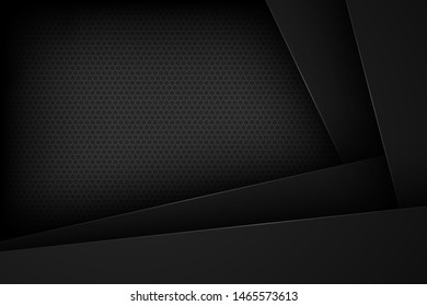 Black abstract vector background with overlapping characteristics.