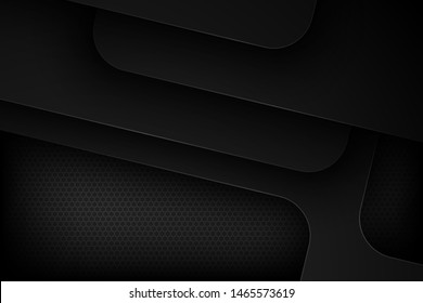 Black abstract vector background with overlapping characteristics.