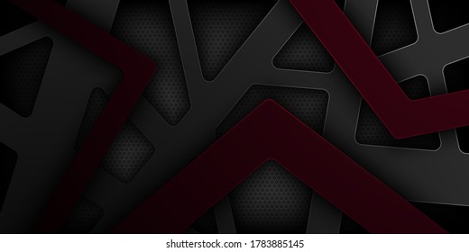 Black abstract vector background with overlapping characteristics.