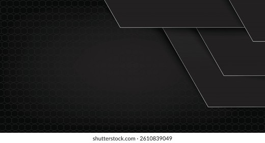 Black abstract vector background with overlapping characteristics.
