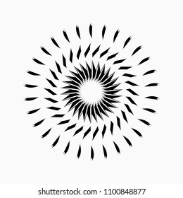 Black abstract vector circle frame halftone dot. Sacred geometry. Round logo. Technology circle emblem. Design element. Black sun. Vector dotted frame. Alchemy, religion, spirituality. Vector.