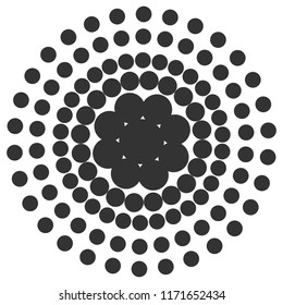 Black abstract vector circle frame halftone dots.