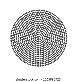 Black abstract vector circle frame halftone dots logo emblem design element for medical, treatment, cosmetic. Round border Icon using halftone circle dots raster texture